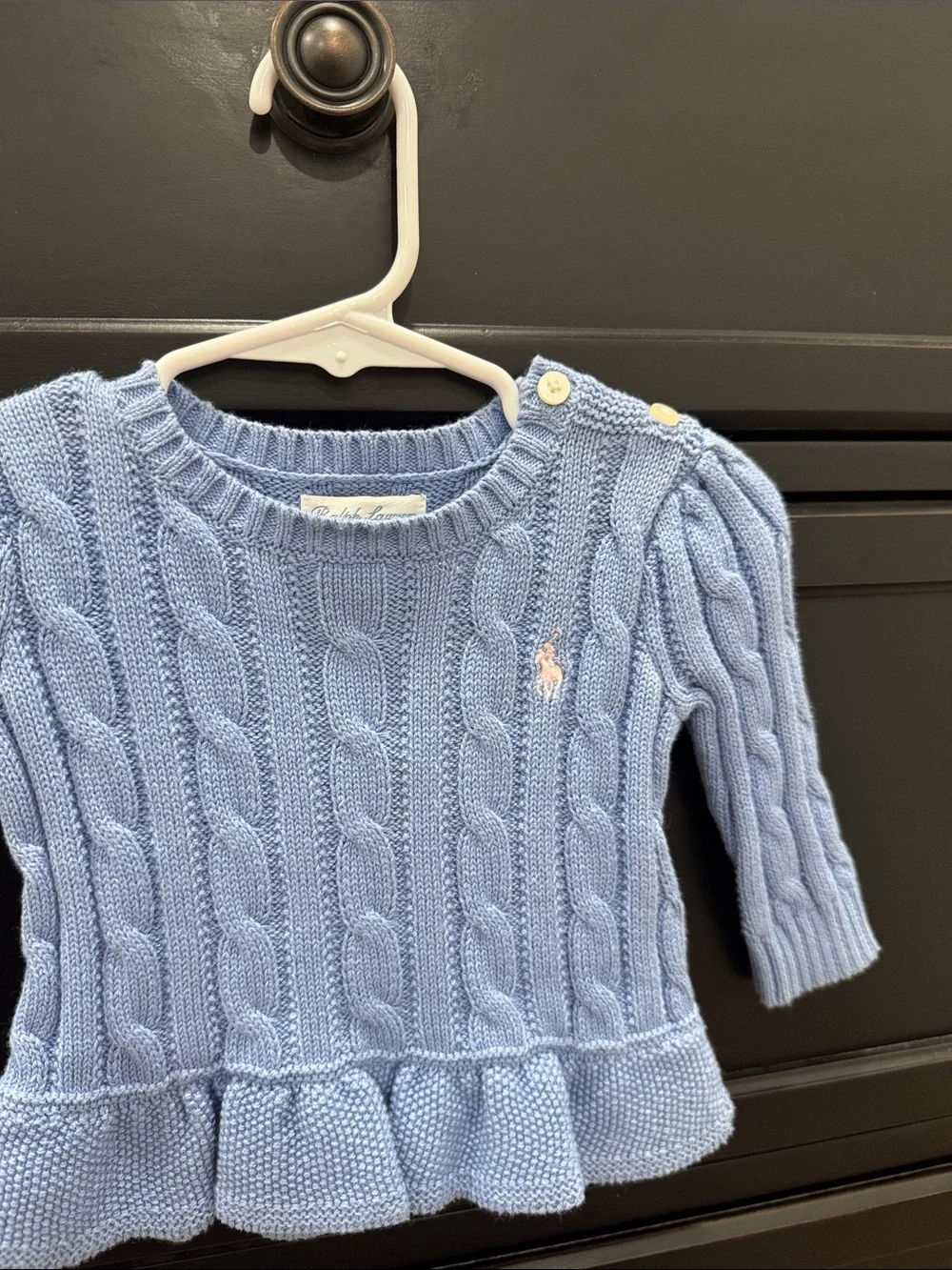 Ralph Lauren Baby Girl Sweater Size 6 Months 100% Cotton